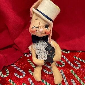 Annalee Cream and Blue Holiday Bunny Decor